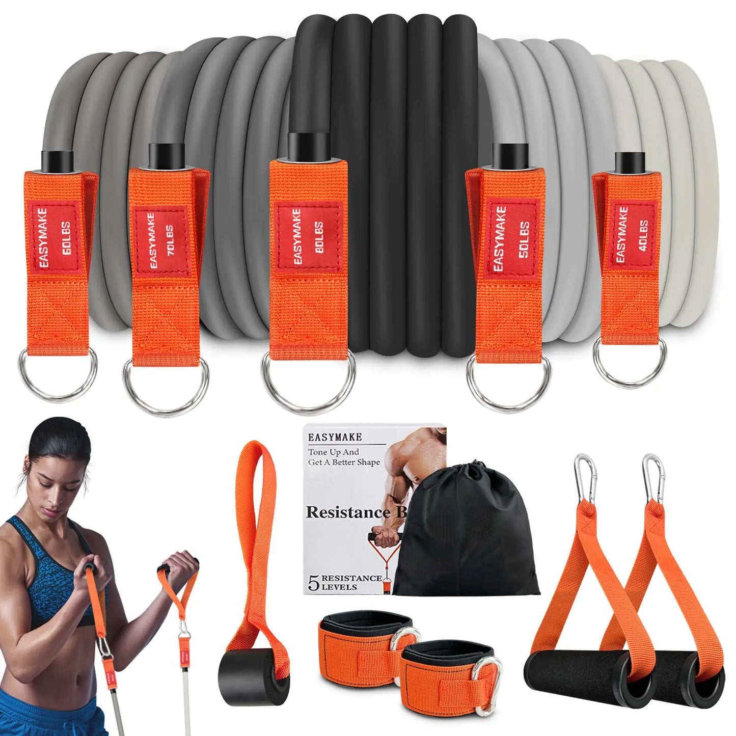 WanderFit 300 lbs Resistance Band Set – Heavy Duty Strength Training Kit
